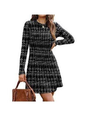 Women's Fall Dress Long Sleeve Crew Neck Sweater Dress